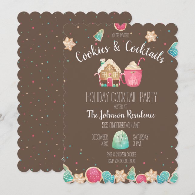 Fun Cookies & Cocktails Weihnachtskrümeltausch Einladung (Vorne/Hinten)