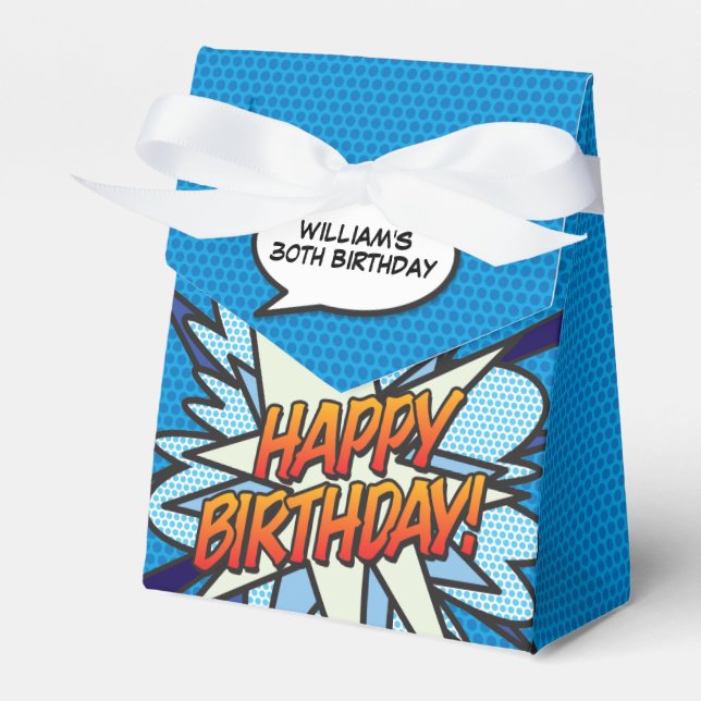 Fun Cool Blue Modern Comic buchen jedes Alter Gebu Geschenkschachtel (Vorderseite)