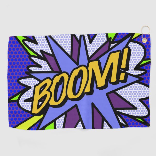 Fun Cool BOOM Comic Book Superhero Golfhandtuch (Horizontal)