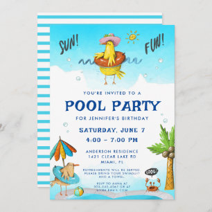 Fun Cool Pool Party Geburtstag Einladung