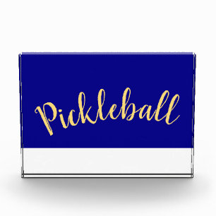 Fun Cool Royal Blue White Base Pickleball Script Fotoblock