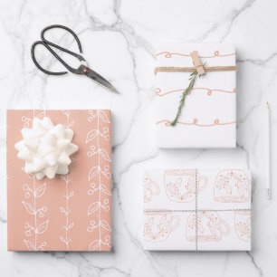 Fun Coral Color Festive Patterned Wrapping Papier