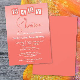Fun Coral Ombre BABY Blockiert Geschlecht neutral Einladung