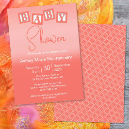 Fun Coral Ombre BABY blockt Gender Neutral Dusche Einladung