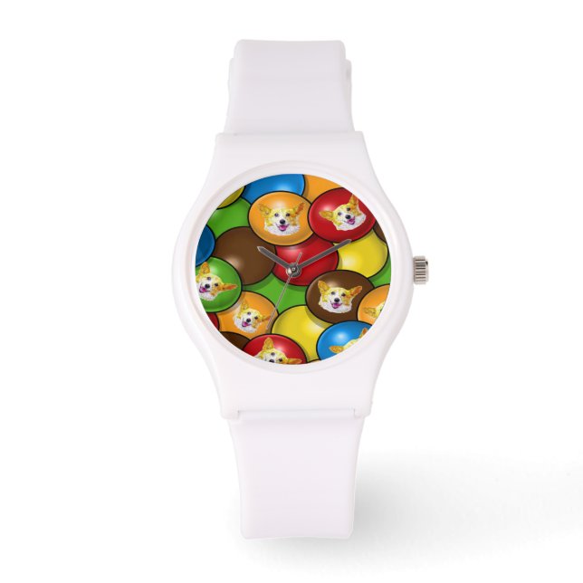 Fun Corgi Candy Armbanduhr (Vorderseite)