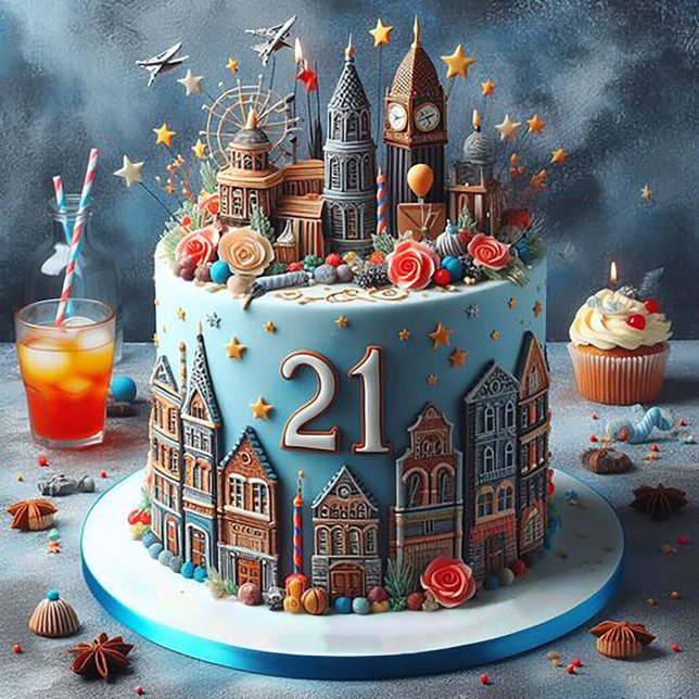 FUN COSMOPOLITAN 21. BIRTHDAY CAKE KARTE (Von Creator hochgeladen)