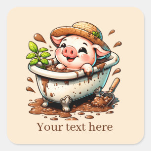 Fun Country Schweineliebhaber fügen Text hinzu Quadratischer Aufkleber