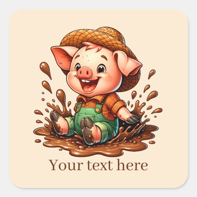 Fun Country Schweineliebhaber fügen Text hinzu Quadratischer Aufkleber (Vorderseite)