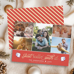 Fun Covid Quarantine FUN Toilettenpapier Retro Red Feiertagskarte