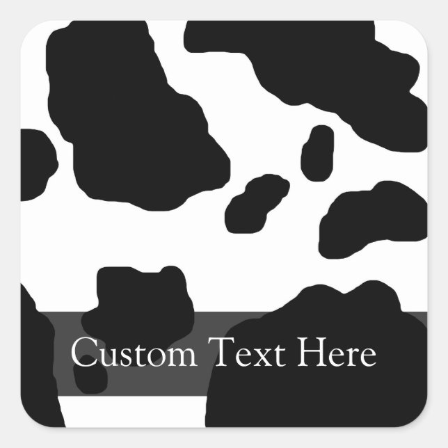 Fun Cow Print Personalisiert Quadratischer Aufkleber (Vorderseite)