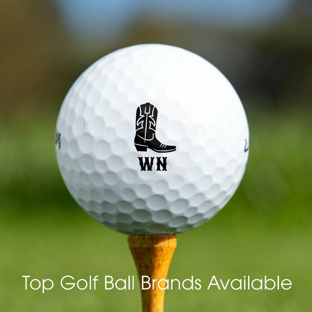 Fun Cowboy Boot Custom Mit Monogramm Black Golfball (Von Creator hochgeladen)