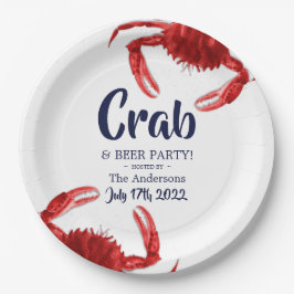 Fun Crab Boil White Summer Party Custom Pappteller