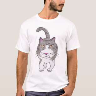 Fun Cranky Cat Friend Doodle Art T - Shirt