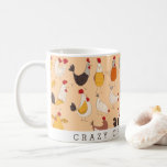 Fun Crazy Chicken Lady Kaffeetasse<br><div class="desc">Cartoon-Hühnerabbildungen in schönen Farben gepaart mit einem lustigen Drehbuch und Monogramm. Karo in unserem Shop für mehr Spaß Kaffee Tasse Optionen und Artikel,  die zu diesem.</div>