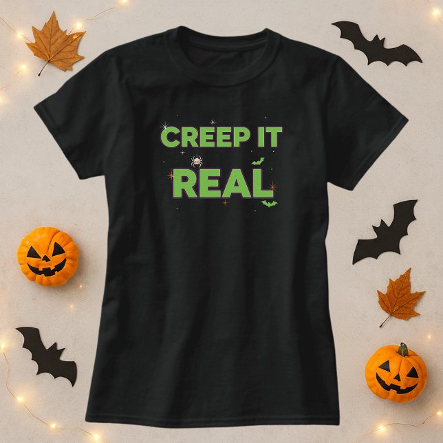 Fun Creep es echtes Slime Green Spookehl Halloween T-Shirt (Von Creator hochgeladen)