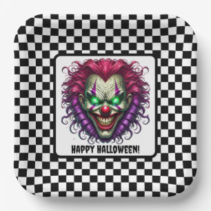 Fun Creepy Beängstigend Clown Face Halloween Papie Pappteller