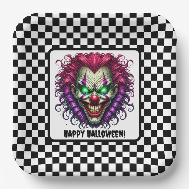 Fun Creepy Beängstigend Clown Face Halloween Papie Pappteller (Vorderseite)