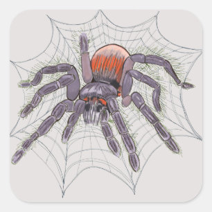 Fun Creepy Giant Spider Halloween-Party Quadratischer Aufkleber