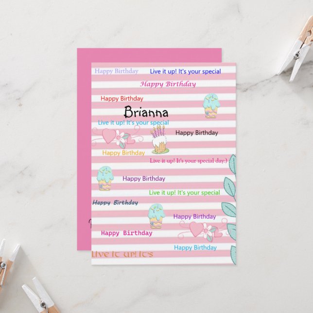 FUN Cupcake Bonne Invitation Anniversaire (Devant/Arrière en situation)