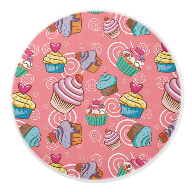 Fun Cupcake Design Keramik Knock Keramikknauf (Vorderseite)