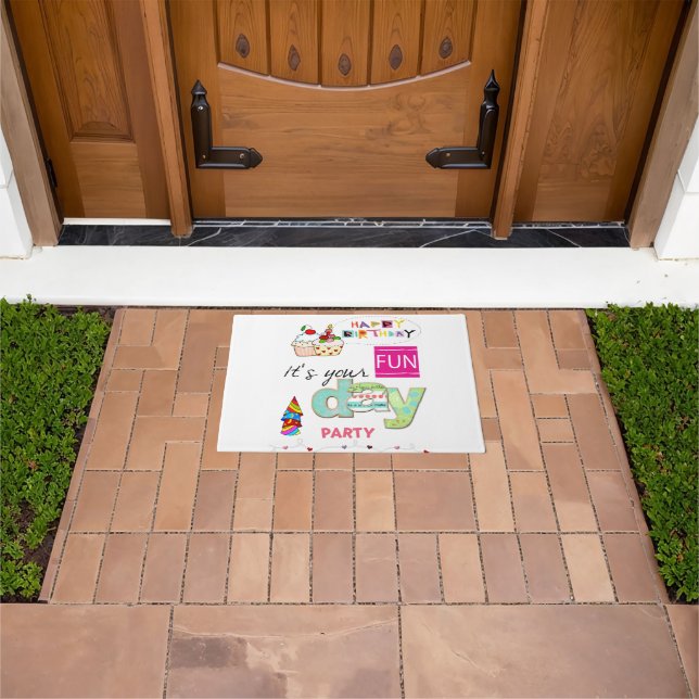 FUN Cupcake Happy Birthday Door Mat Fußmatte (Außenbereich)