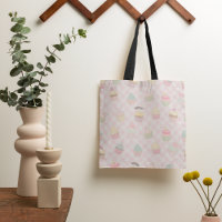 Fun Cupcakes auf einem rosa Karo Hintergrund Tote