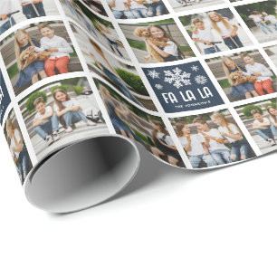 Fun Custom 8 x Foto Grid FA LA Wrapping Paper Geschenkpapier