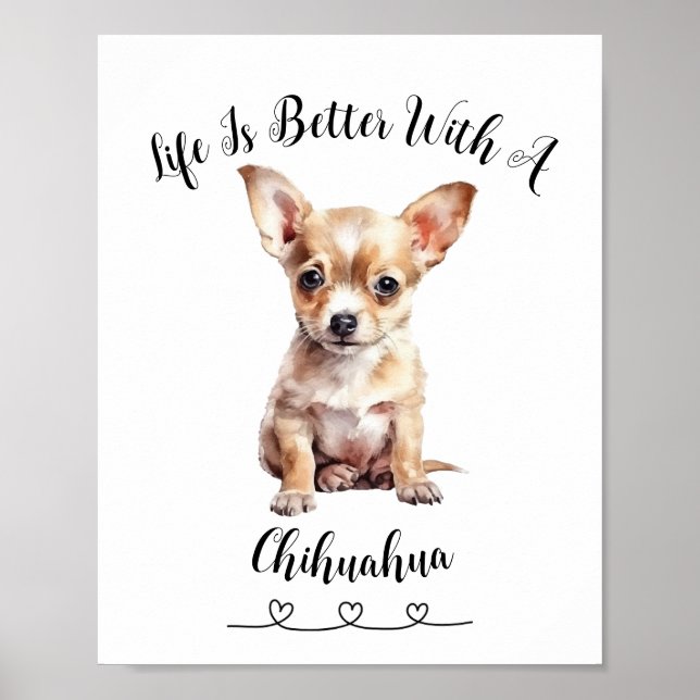 Fun Custom Chihuahua Poster "Minuscule mais puissa (Devant)