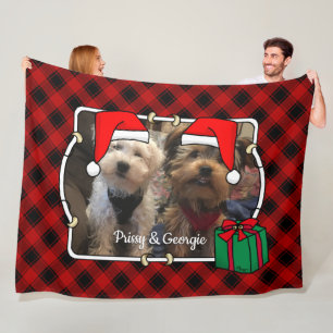 Fun Custom Christmas Red & Black Kariert Foto Fram Fleecedecke