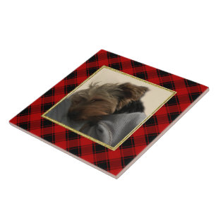 Fun Custom Christmas Red & Black Kariert Foto Fram Fliese