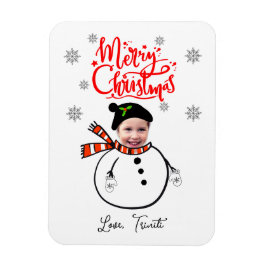 Fun Custom Face Foto Niedlich Snowman Frohe Weihna Magnet