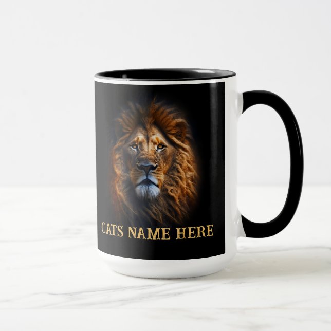 Fun Custom "I Love My Cat" Lion Coffee Mug (Droite)