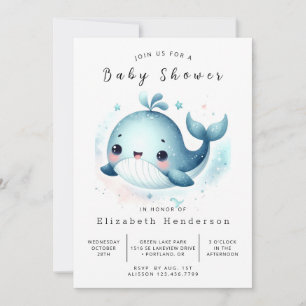 Fun Custom Whale Baby Dusche Einladung