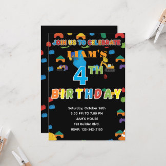 Fun Customizable Construction Birthday Invitation