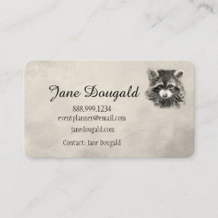 Fun Cute Aquarelle Raccoon Animal Carte de visite