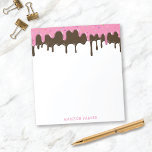 Fun Cute Ice Cream Drips Personalized w/Name Notizblock<br><div class="desc">This fun personalized notepad features a border at the top of strawberry and chocolate ice cream drips with your name in a casual font. This sweet design is an excellent choice for anyone AND makes a fun gift!</div>