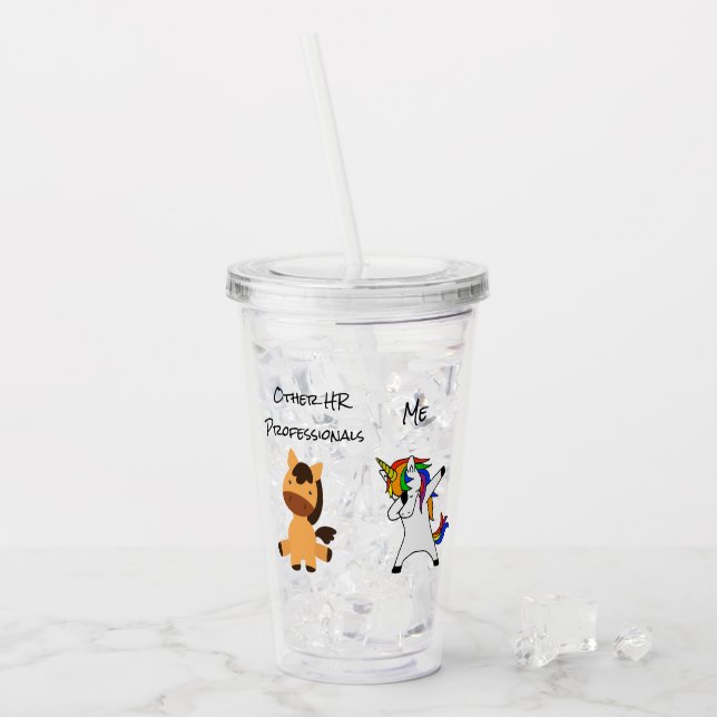 Fun Dabbing Einhorn Personalwesen Pferd Acryltrinkbecher (Vorderseite Ice)