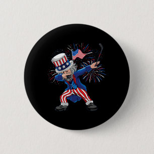 Fun Dabbing Uncle Sam Ice Hockey Puck Unabhängigke Button