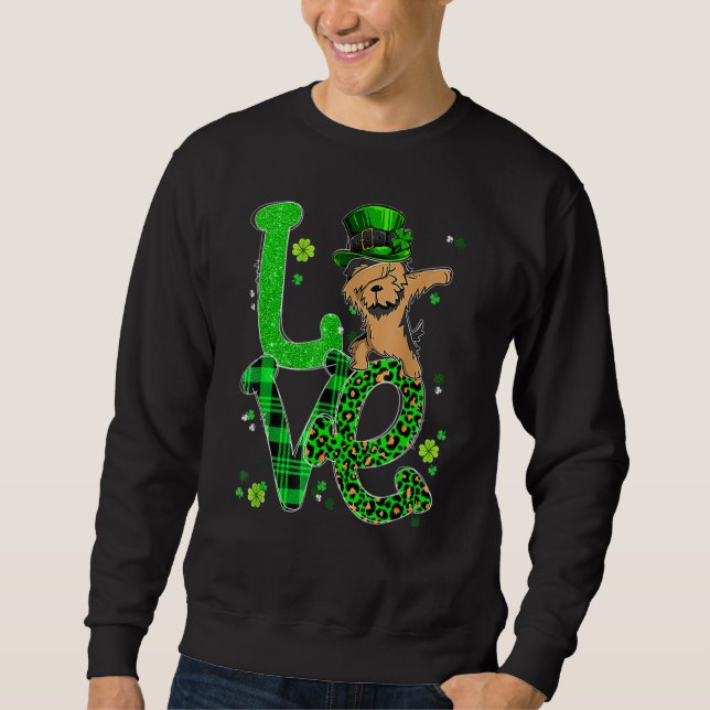 Fun Dabbing Yorkie Dog LIEBE Kleeblatt Funny St Pa Sweatshirt (Vorderseite)