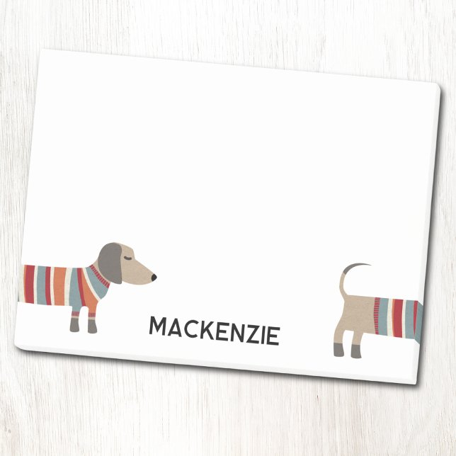 Fun Dachshund Wiener Dog Personalized Post-it Klebezettel (Fun Dachshund Wiener Sausage Dog personalized custom name Post-it sticky notes)