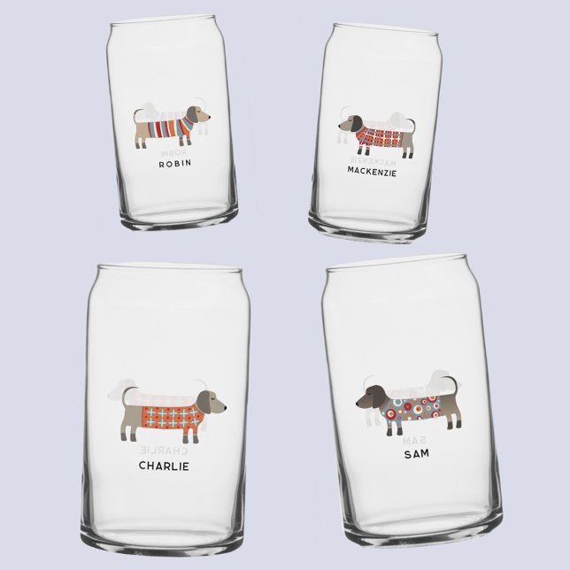 Fun Dachshund Wiener Sausage Chien Nom Personnalis (Fun Dachshund Wiener Sausage Dog personalized name glasses)