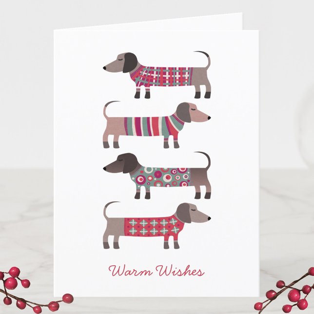 Fun Dackel Dog Feiertagskarte (Dachshund Wiener Sausage Dog fun winter holiday card)