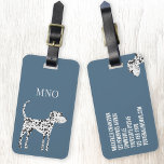 Fun Dalmatiner Dog Monogram Gepäckanhänger<br><div class="desc">Niedlicher Dalmatiner Hund auf aquamarinem grünem Hintergrund. Originelle Kunst von Nic Squirrell. Ändern oder entfernen Sie die Monogramm-Initialen,  und legen Sie Ihre eigenen Daten auf die Rückseite,  um zu personalisieren.</div>