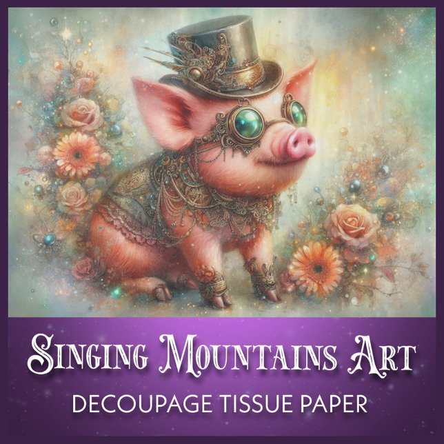 Fun Dapper Vintag Steampunk Pig Decoupage Seidenpapier (Von Creator hochgeladen)