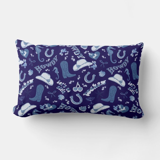 Fun Dark Navy Blue Coastgirl Muster Lendenkissen (Vorderseite)