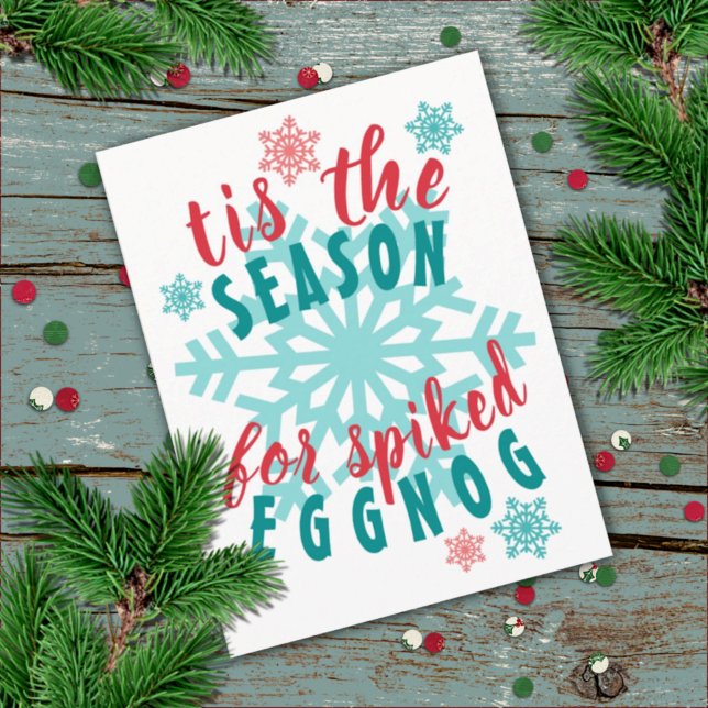 Fun December Winter Season Eggnog Quote Word Art Postkarte (Von Creator hochgeladen)