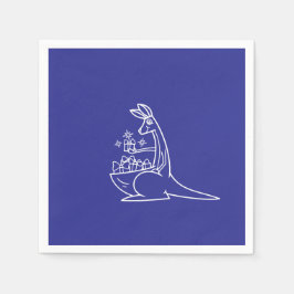 Fun Deep Blue Kangaroo Graphic Geburtstagsparty Serviette