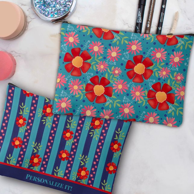 Fun Design Floral Modèle personnalisé Sac cosmétiq (Créateur téléchargé)