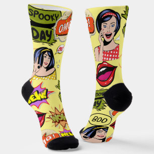 Fun Design Retro Pop Kunst Gelb bunt Girly Socken