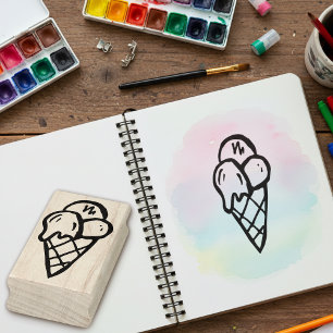 Fun Dessert Ice Creme Cone Holz Briefmarke Gummistempel